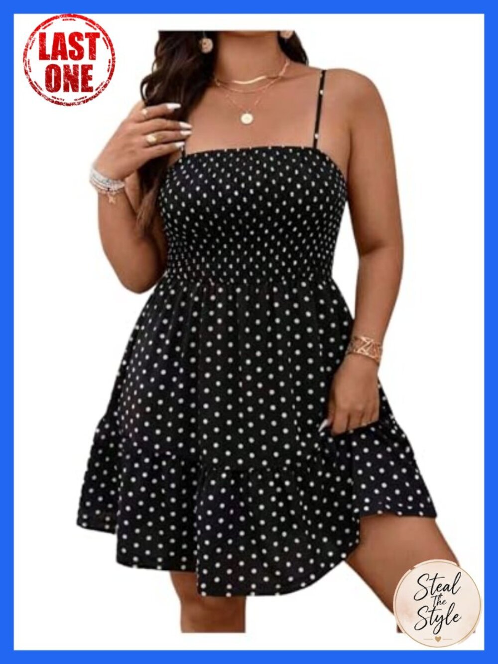 Plus Size Smocked Ruffle Spaghetti Strap Boho Dress
